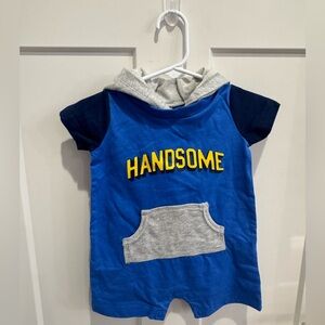 Carter’s Blue and Gray Hooded Baby Romper
